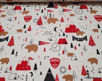 Premium Flannel Fabric - Adventure Main Cream Premium - By the yard - 100% Cotton Flannel