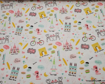 Flannel Fabric - French Charm - By the Yard - 100% Cotton Flannel