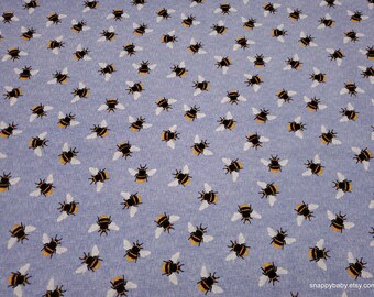 Flannel Fabric - Bees on Blue - By the yard - 100% Cotton Flannel