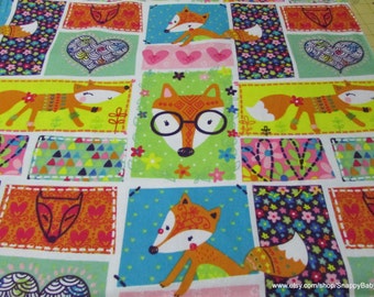 Flannel Fabric - Whimsy Fox - By the yard - 100% Cotton Flannel