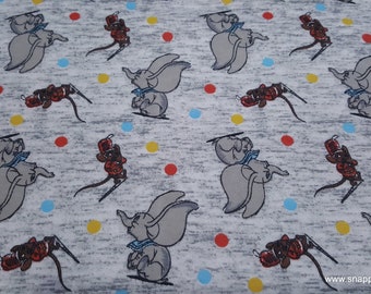 Character Flannel Fabric - Dumbo With Dots - By the yard - 100% Cotton Flannel