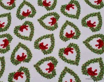Christmas Premium Flannel Fabric - Snow Place Like Home Heart Wreaths Premium - By the yard - 100% Premium Cotton Flannel