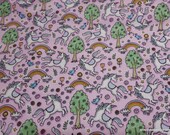 Flannel Fabric - Unicorn Meadow Pink - By the yard - 100% Cotton Flannel