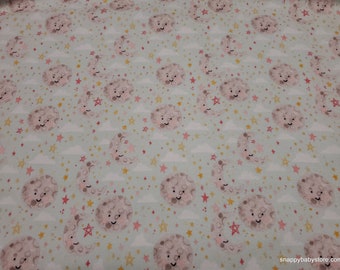 Flannel Fabric - Baby Girl Moon and Stars Mint - By the yard - 100% Cotton Flannel