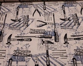 Flannel Fabric - Tool Blueprint - By the yard - 100% Cotton Flannel