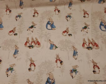 Licensed Premium Flannel Fabric - The Tale of Peter Rabbit Main Cream - By the yard - 100% Premium Cotton Flannel