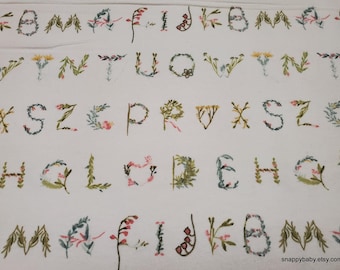 Remnant Flannel Fabric - Fresh Picked Floral Letters - Choose your Size - 100% Cotton Flannel