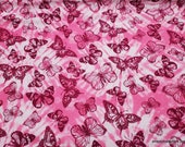 Flannel Fabric - Butterflies on Tie Dye Pink - By the yard - 100% Cotton Flannel