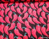 Flannel Fabric - Happy Peppers - By the yard - 100% Cotton Flannel
