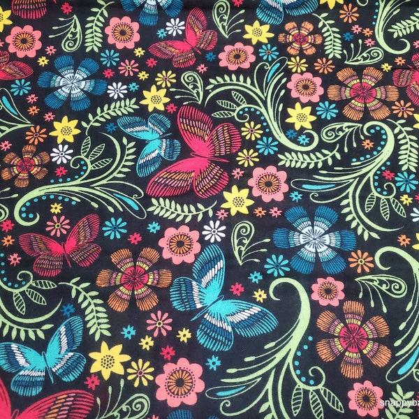 Flannel Fabric - Fall Butterfly - By the yard - 100% Cotton Flannel