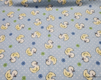 Flannel Fabric - Duckie Blue - By the yard - 100% Cotton Flannel