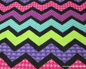 Flannel Fabric - Fun Chevron - By the yard - 100% Cotton Flannel