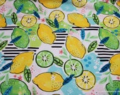 Flannel Fabric - Lemons and Limes - By the yard - 100% Cotton Flannel