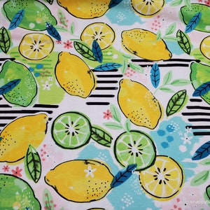 Flannel Fabric - Lemons and Limes - By the yard - 100% Cotton Flannel