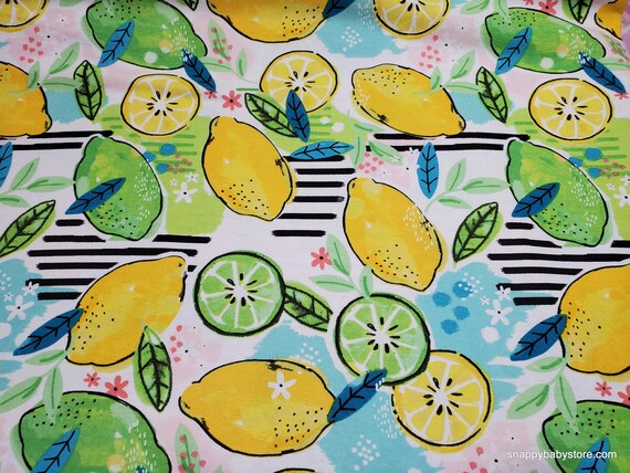Flannel Fabric Lemons and Limes by the Yard 100% Cotton | Etsy