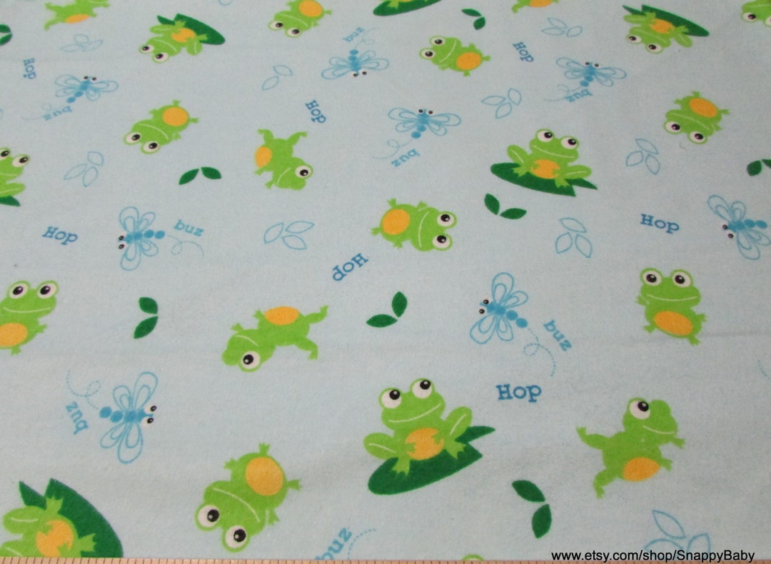 Flannel Fabric Dragonflies and Frogs by the Yard 100 Cotton Flannel Etsy