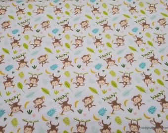 Flannel Fabric - Monkeying Around - By the yard - 100% Cotton Flannel