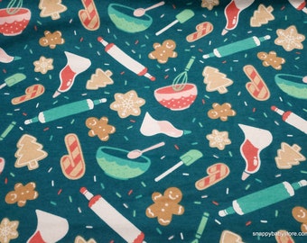 Christmas Flannel Fabric - Baking Christmas Cookies - By the yard - 100% Cotton Flannel