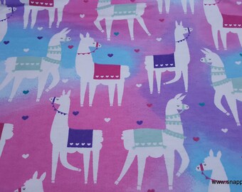 Flannel Fabric - Tossed Llama Multi - By the yard - 100% Cotton Flannel