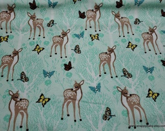 Flannel Fabric - Springtime Deer - By the yard - 100% Cotton Flannel