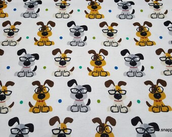 Flannel Fabric - Smart Pups - By the yard - 100% Cotton Flannel
