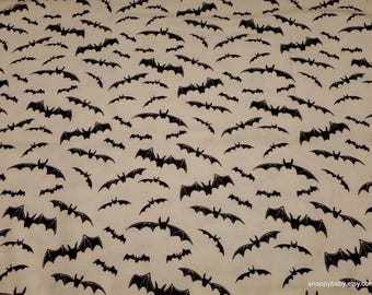 Remnant Flannel Fabric - Bats on Cream - Choose your Size - 100% Cotton Flannel