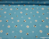 Flannel Fabric - Bee and Daisy - By the yard - 100% Cotton Flannel