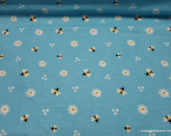 Flannel Fabric - Bee and Daisy - By the yard - 100% Cotton Flannel
