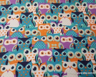 Flannel Fabric - Whoo Goes There Multi - By the yard - 100% Cotton Flannel