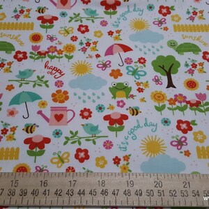 Flannel Fabric Bloom Where You're Planted April Showers White By the yard 100% Cotton Flannel image 2