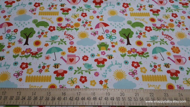 Flannel Fabric Bloom Where You're Planted April Showers White By the yard 100% Cotton Flannel image 2