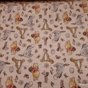 Character Flannel Fabric Winnie the Pooh New Blooms on Light Pink By the yard 100% Cotton Flannel image 1