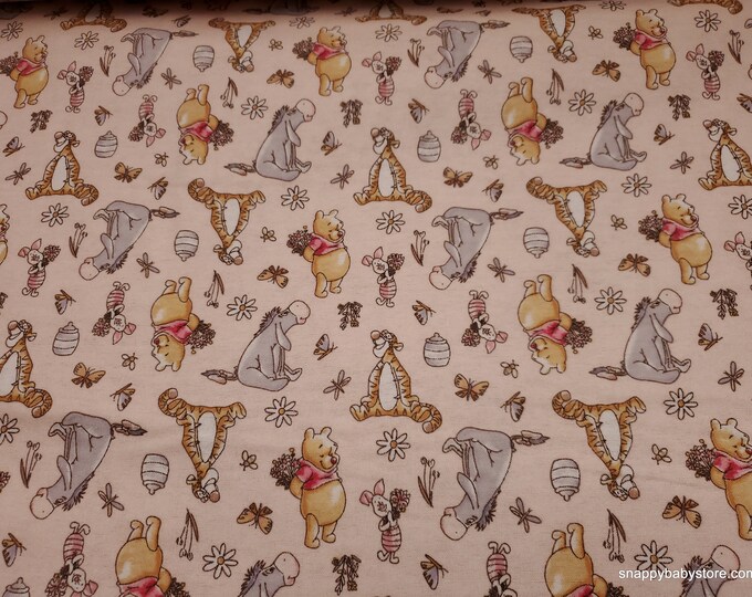 Character Flannel Fabric Winnie The Pooh New Blooms On Light Pink character-flannel-fabric-winnie-the-pooh-new-blooms-on-light-pink
