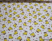 Flannel Fabric - Rain Boots - By the yard - 100% Cotton Flannel