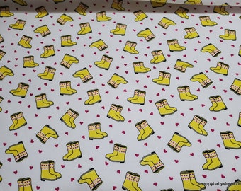 Flannel Fabric - Rain Boots - By the yard - 100% Cotton Flannel
