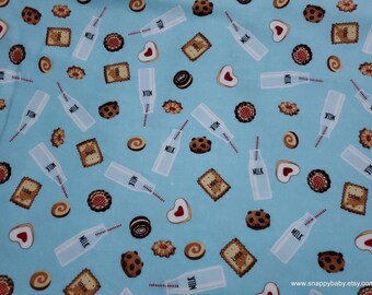 Flannel Fabric - Cookies and Milk Tossed - By the yard - 100% Cotton Flannel