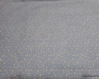 Flannel Fabric - Pastel Dots on Gray - By the yard - 100% Cotton Flannel