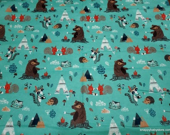 Flannel Fabric - Camping Critters - By the yard - 100% Cotton Flannel