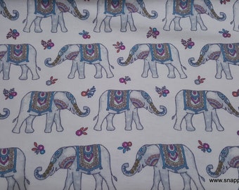 Flannel Fabric - Wildflower Elephants - By the yard - 100% Cotton Flannel