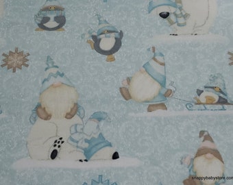 Christmas Premium Flannel Fabric - I Love Sn'Gnomies Polar Bear Gnome Premium - By the yard - 100% Premium Cotton Flannel