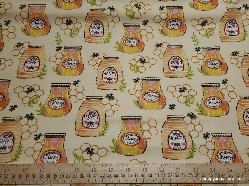 Flannel Fabric Honey Jars By the yard 100% Cotton Flannel image 2