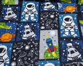 Flannel Fabric - Astronaut Patchwork - By the yard - 100% Cotton Flannel
