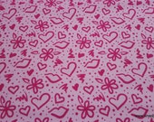 Flannel Fabric - Graffiti Love Pink - By the yard - 100% Cotton Flannel