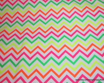 Flannel Fabric - Chevron Neon - By the yard - 100% Cotton Flannel