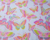 Flannel Fabric - Colorful Butterflies Blue - By the yard - 100% Cotton Flannel