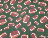 Flannel Fabric - Football on Green - By the yard - 100% Cotton Flannel