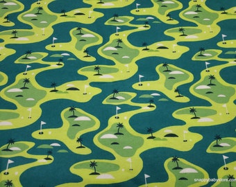 Flannel Fabric - Green Golf Icons - By the yard - 100% Cotton Flannel