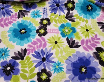 Flannel Fabric - Painted Floral - By the Yard - 100% Cotton Flannel
