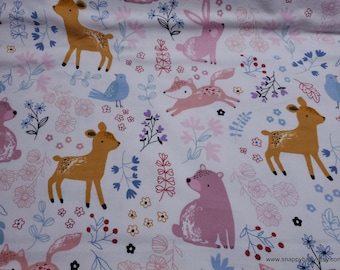 Flannel Fabric - Bear and Friends on White - By the Yard - 100% Cotton Flannel