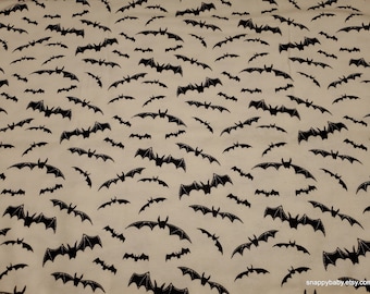 Flannel Fabric - Bats on Cream - By the Yard - 100% Cotton Flannel
